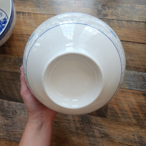 Vtg Set of 2 Cheng's White Jade Porcelain Rice/Ramen Bowls Double Dragon Chinese - Picture 6 of 9